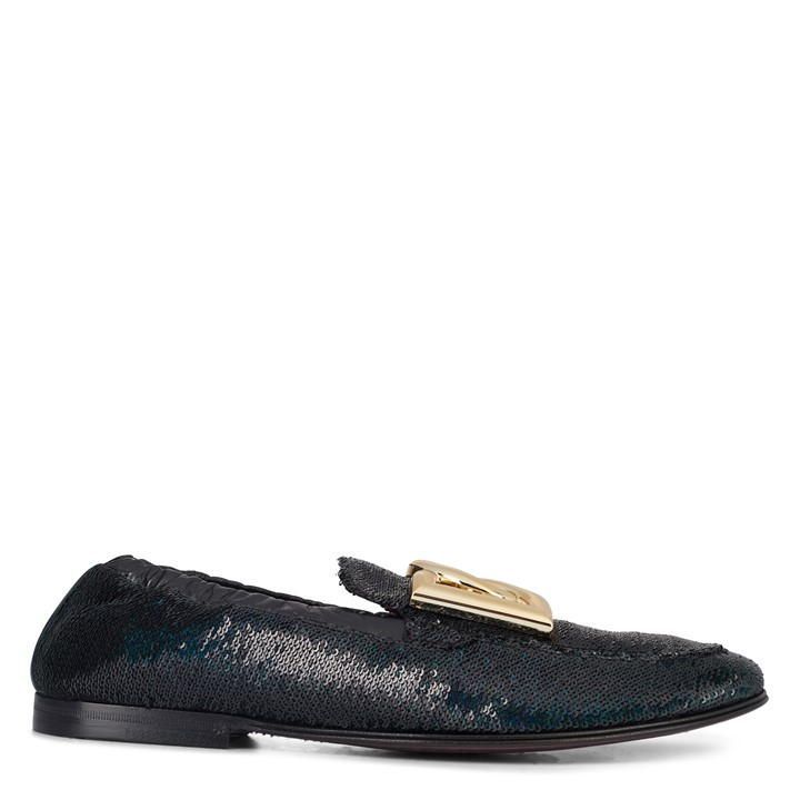 Sequined Ariosto Loafer - Black