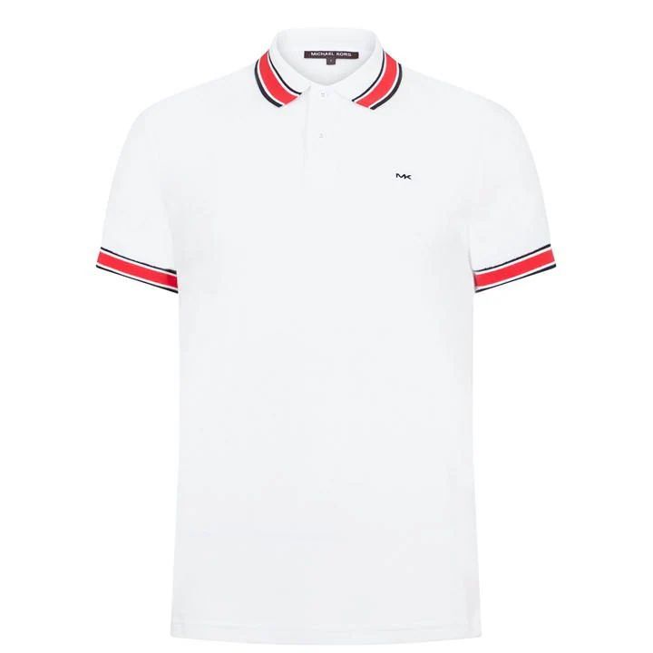 Terry Stripe Polo Shirt - White