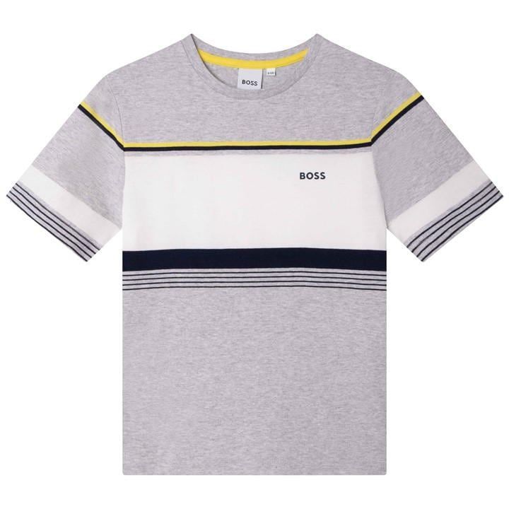 Stripe Logo T Shirt - Grey