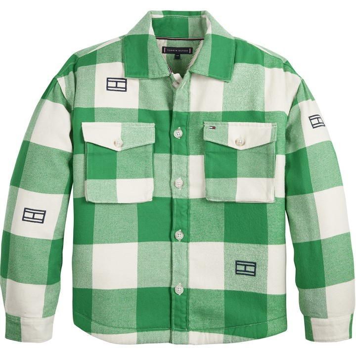 Sherpa Lined Checked Overshirt - Green