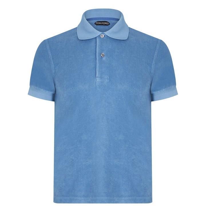 Towelling Polo Shirt - Blue