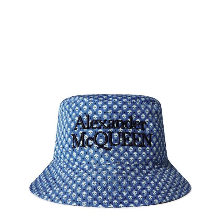 Polka Dots Skull Bucket Hat - Blue