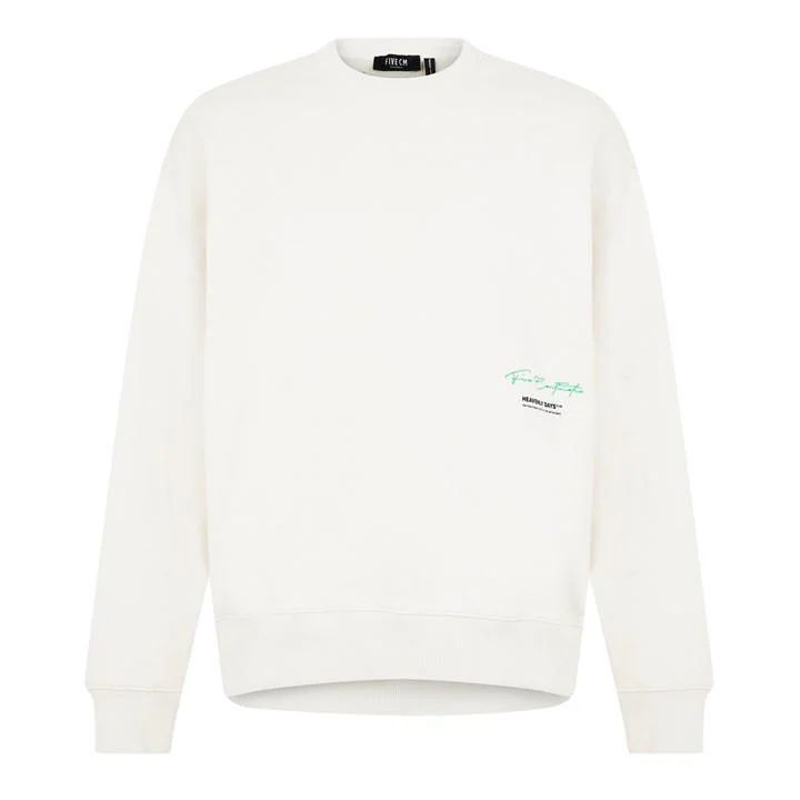 Textured Back Logo Sweater - Cream