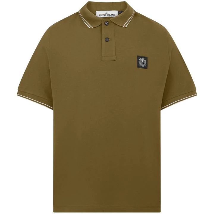 Tipped Badge Logo Polo Shirt - Brown