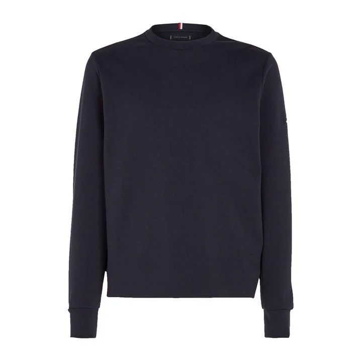 Double Face Knit Crew Sweater - Blue