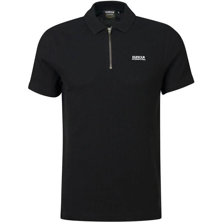 Gauge Zip Polo Shirt - Black