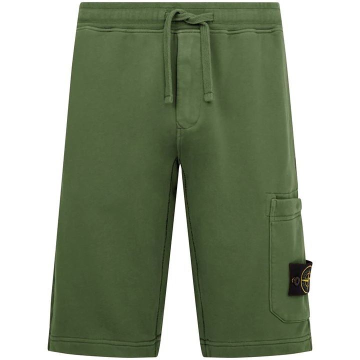 Cotton Fleece Cargo Bermuda Shorts - Green