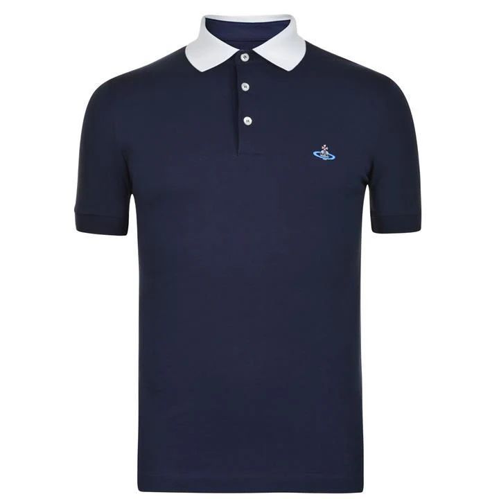 Contrasting Collar Polo Shirt - Blue