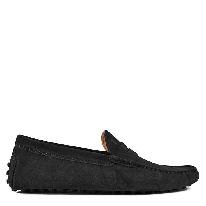 Gommino Bubble Suede Loafers - Black
