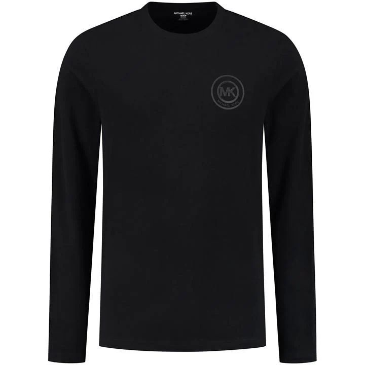 MK Logo Patch Jersey Long Sleeve Crew T Shirt - Black