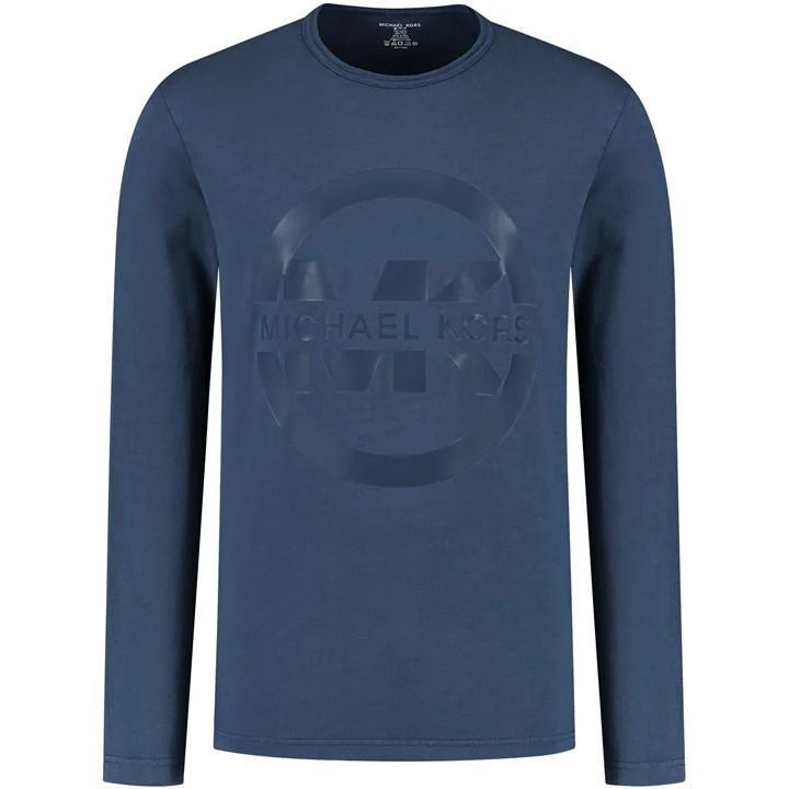 MK Logo Long Sleeve Crew T Shirt - Blue