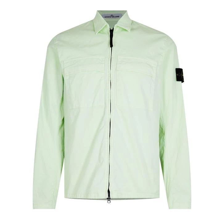 Supima Cotton Twill Stretch Overshirt - Green