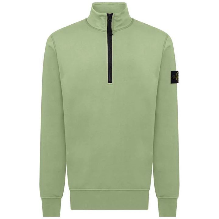 Cotton Fleece Half Zip Sweatshirt Lw - Green