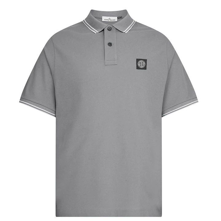 Tipped Badge Logo Polo Shirt - Grey