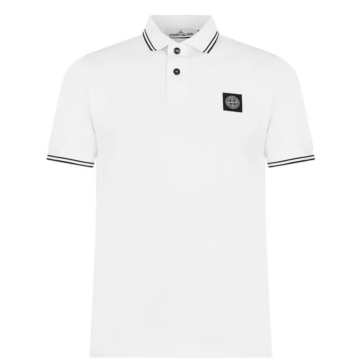 Tipped Badge Logo Polo Shirt - White