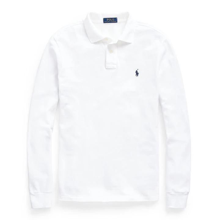 Custom Slim Fit Long Sleeved Polo Shirt - White