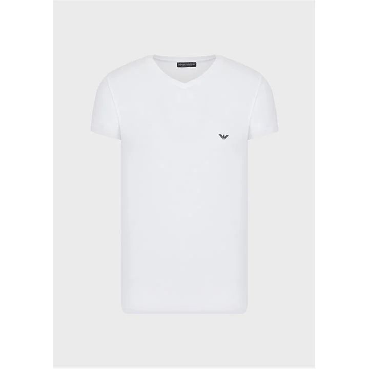 Icon Logo V Neck T Shirt - White