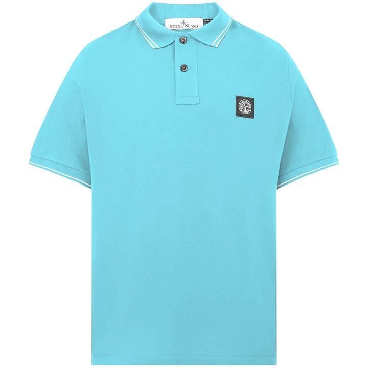 Tipped Badge Logo Polo Shirt - Blue