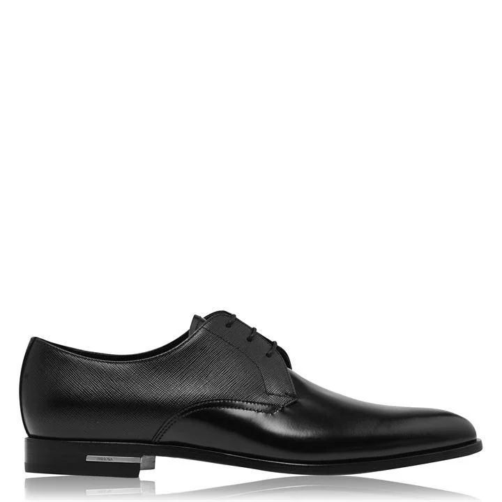 Saffiano Leather Derby Shoes - Black