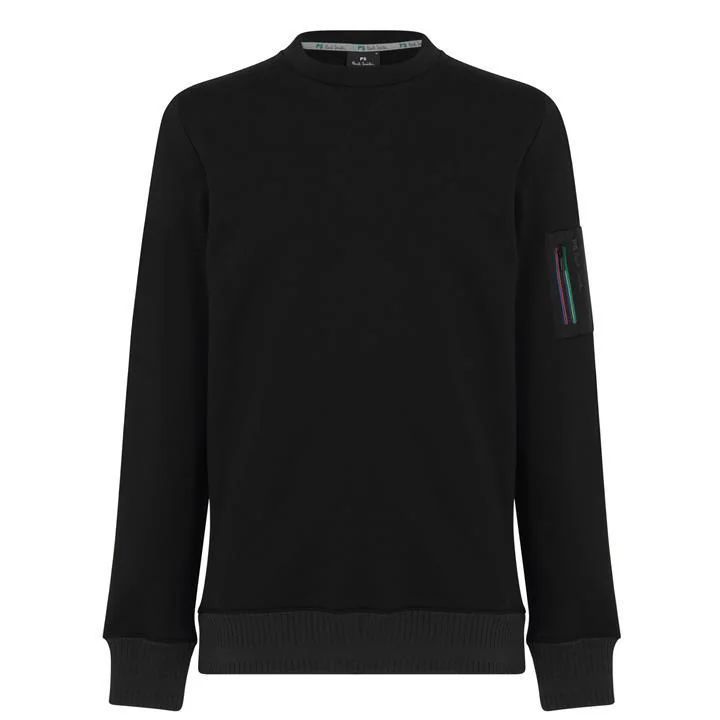 Patch Stripe Crew Sweatshirt - Black