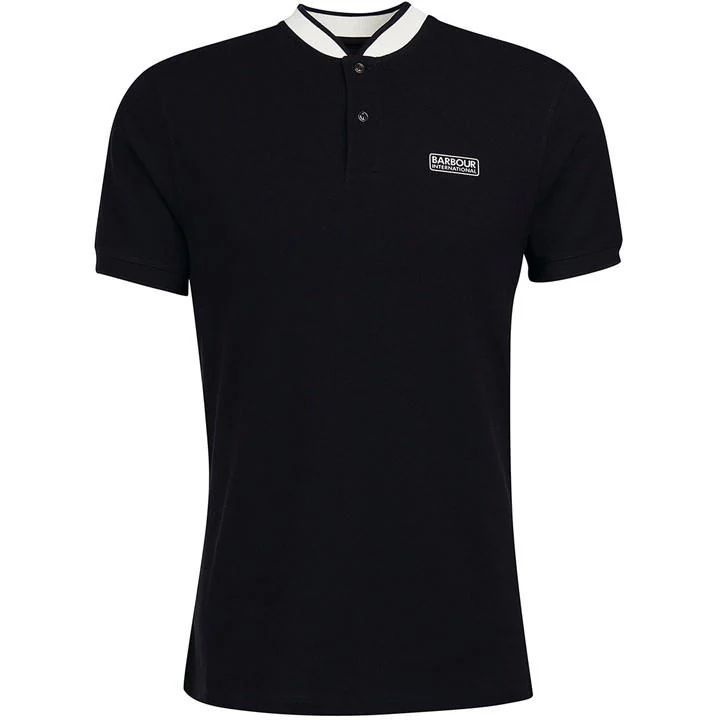Line Sport Neck Polo Shirt - Black