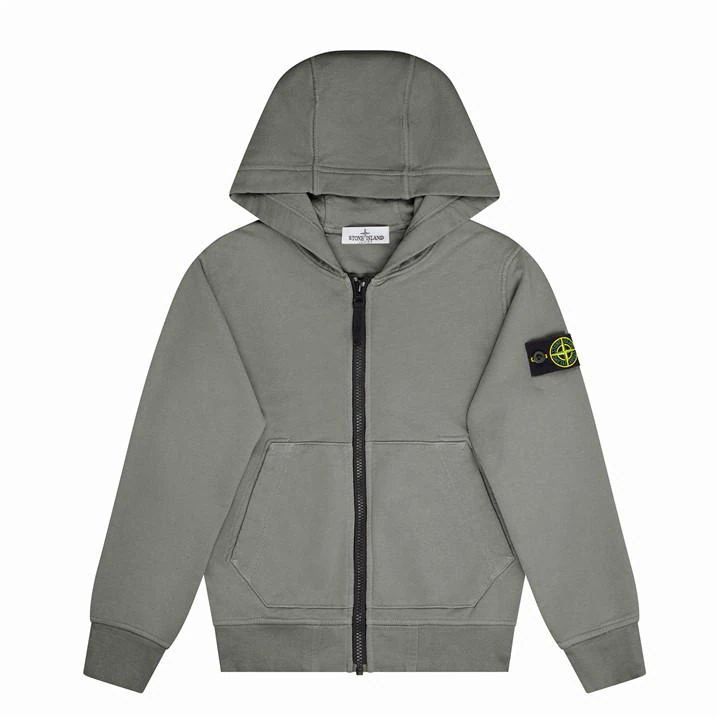 Badge Zip Hoodie - Grey