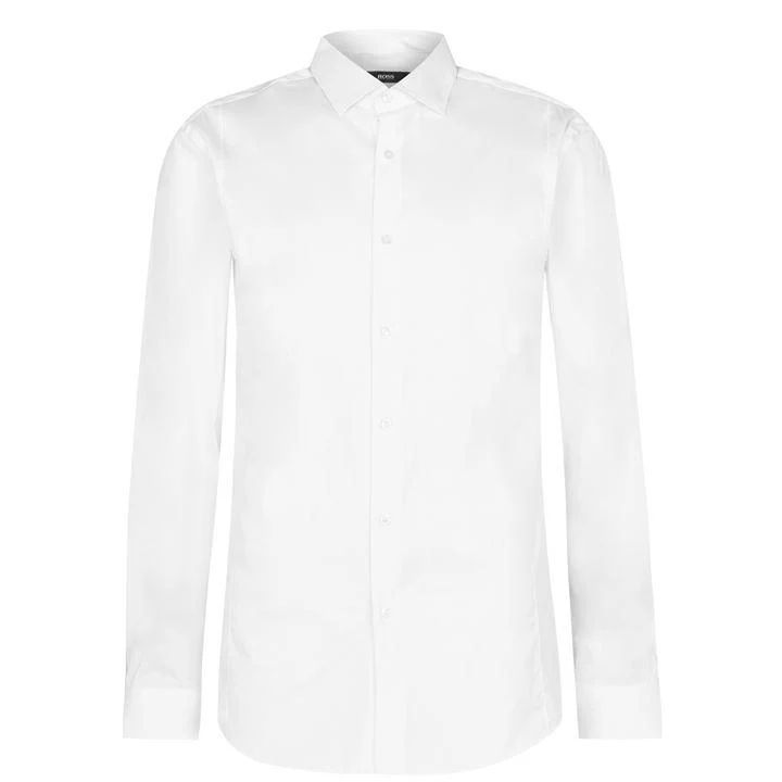 Plain Stretch Long Sleeved Shirt - White