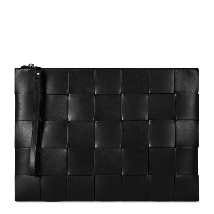 Intrecciato Leather Pouch - Black