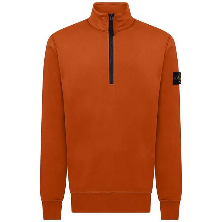 Cotton Fleece Half Zip Sweatshirt Lw - Orange