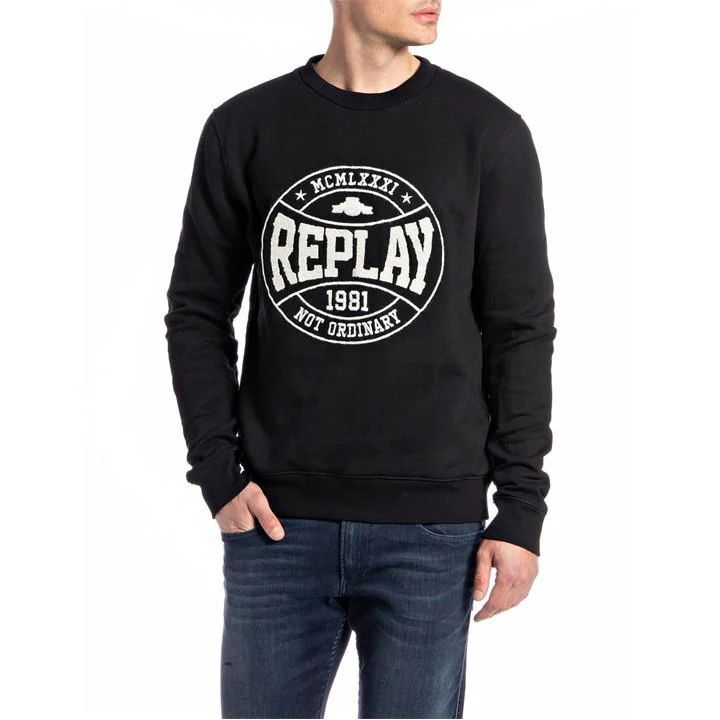 Replay Crew Sweatshirt Mens - Black