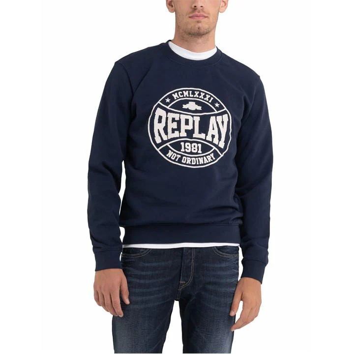 Replay Crew Sweatshirt Mens - Blue