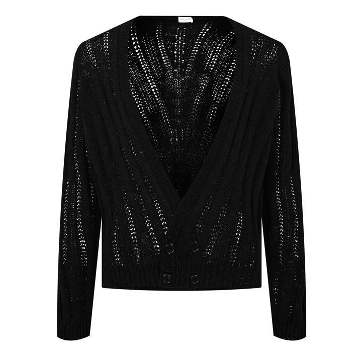 Cable Knit Cardigan - Black