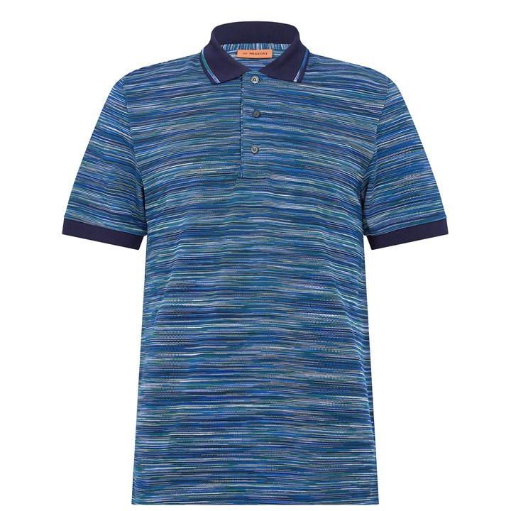 Short Sleeve Tipped Polo Shirt - Blue