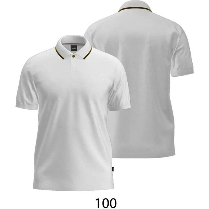 Boss Parlay Tip Polo Shirt Mens - White