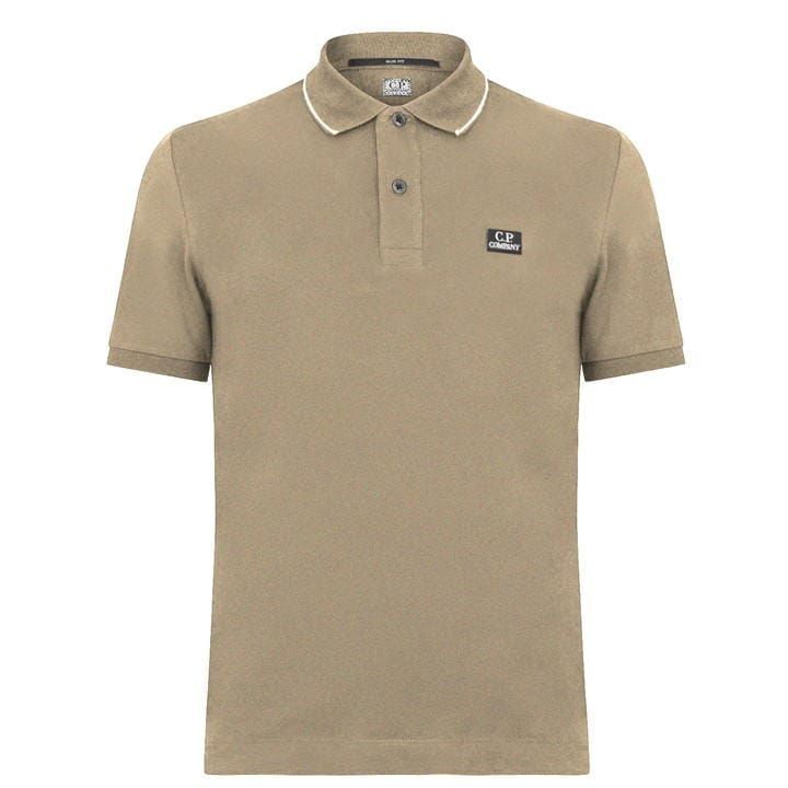 Short Sleeve Tipped Polo Shirt - Beige