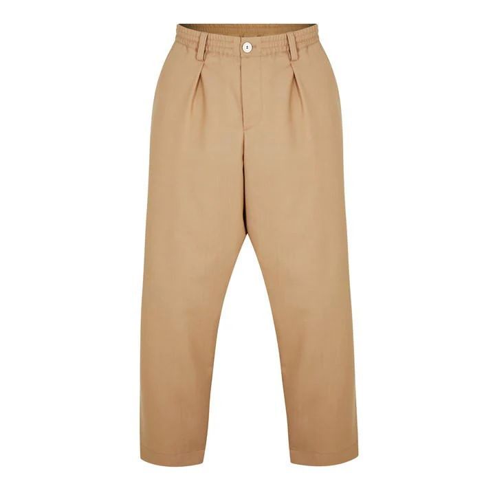 Cropped Straight Trousers - Beige
