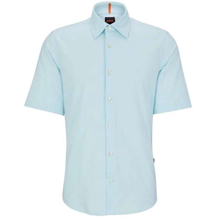 Block Colour Cotton Shirt - Blue