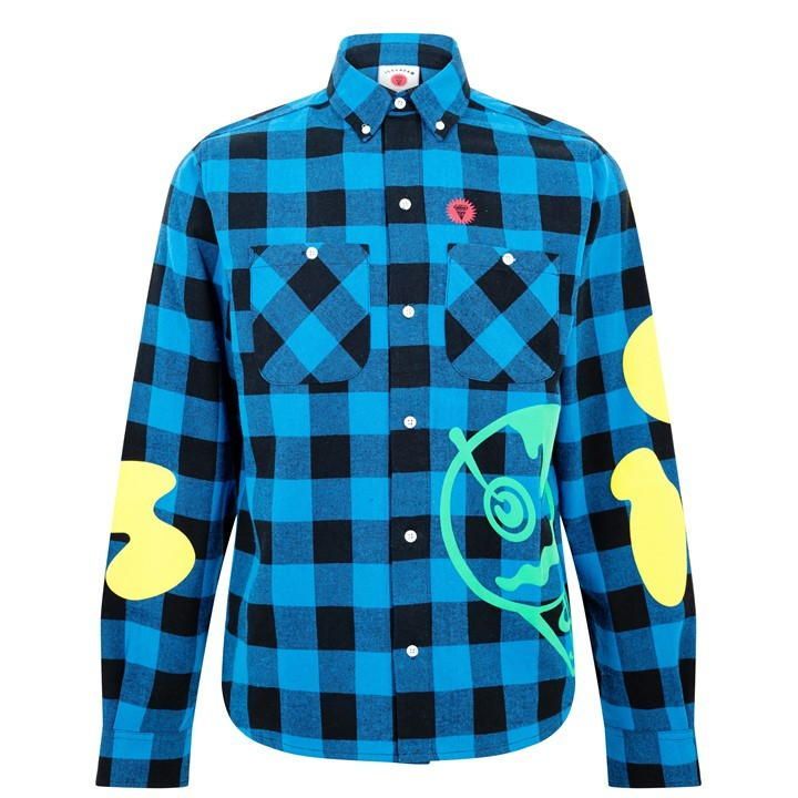 Check Graphic Flannel Shirt - Blue