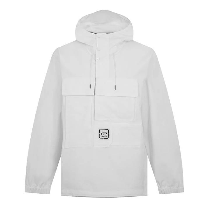 Hooded Overshirt With Drawstring - White