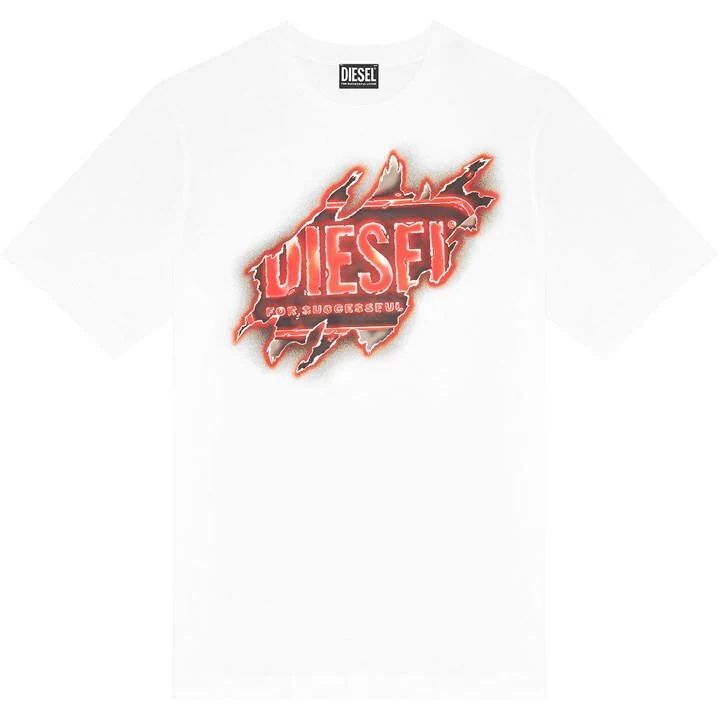Diesel Flame Logo T-Shirt Mens - White