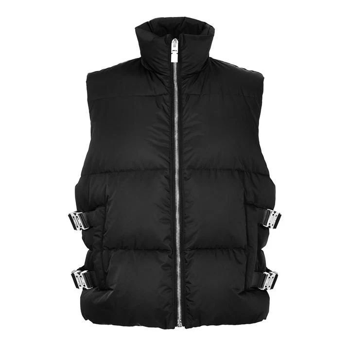 Buckle Puffer Jacket - Black