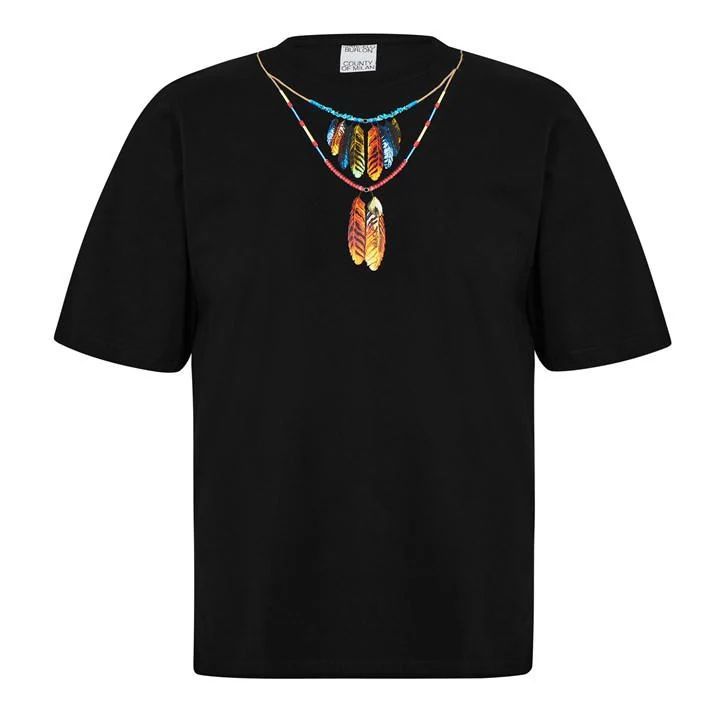 Feathers Necklace T-Shirt - Black