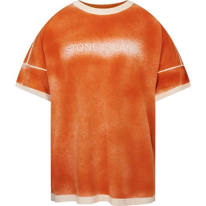 Cotton Jersey Hand Sprayed T-Shirt - Orange