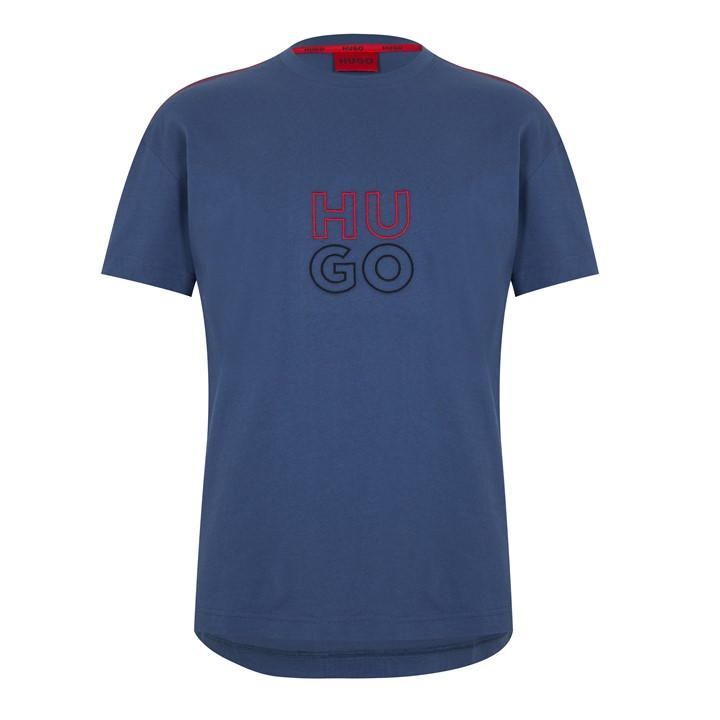 Embroidered Stacked Logo T-Shirt - Blue
