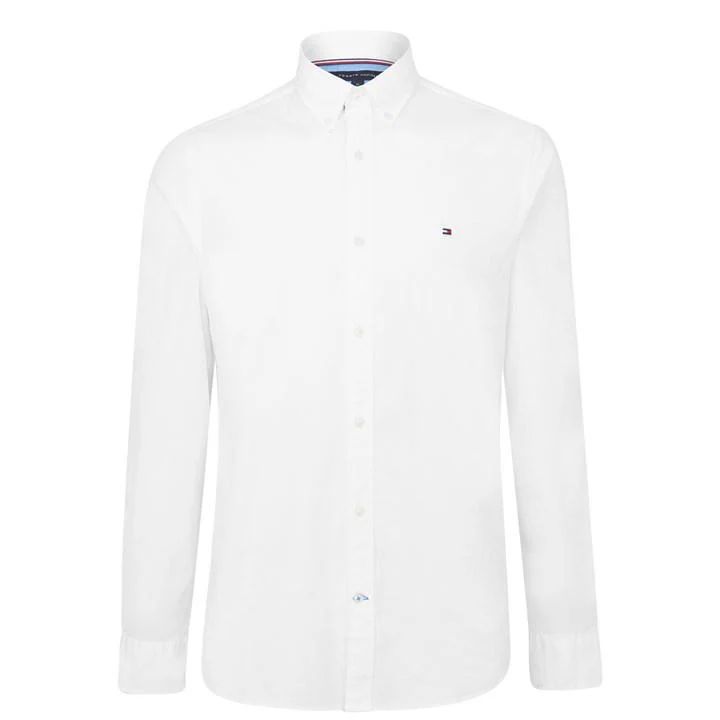Stretch Poplin Long Sleeve Shirt - White