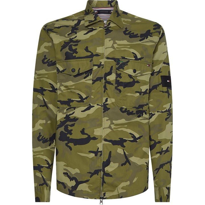 Seasonal Camo Print Shirt Jacket - Beige