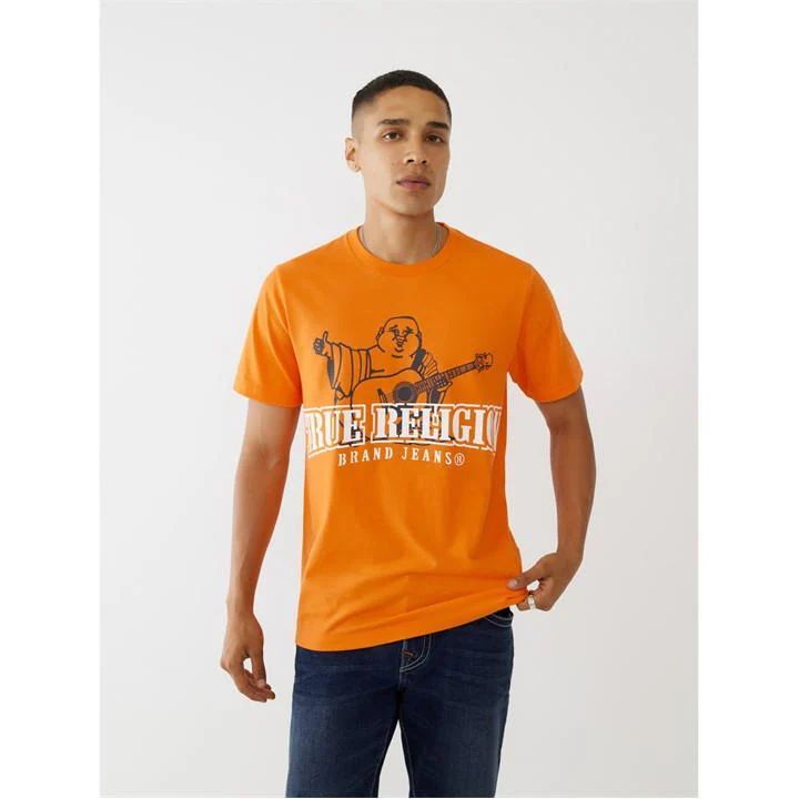 True Religion Bud Stencil T-Shirt Mens - Orange