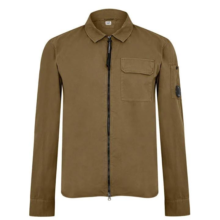 Utillitarian Zipped Overshirt - Brown