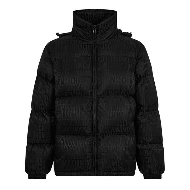 Jacquard Down Puffer Jacket - Black