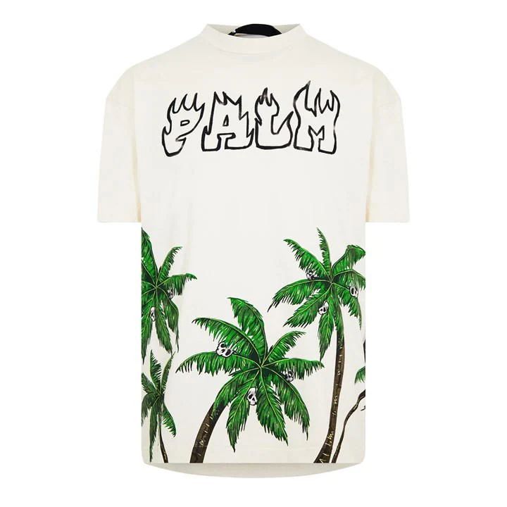 Palm Tree And Skulls T Shirt - White